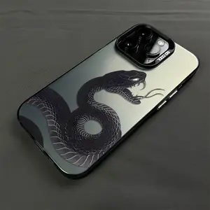 Vintage Style Python Print Mobile Phone Case, Suitable for iPhone 17 Air 16 15 14 13 12 11 Pro Max Plus Old School Style - Full Coverage Anti-fall Protection Case