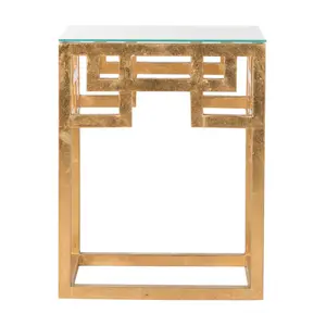 Safavieh Byram Greek Key Glass Top End Table