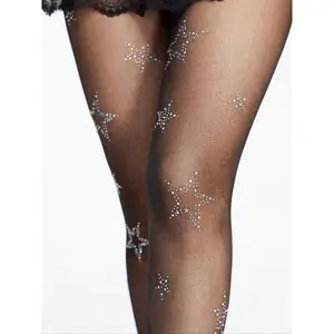 Women's Star Rhinestone Decor Nylon Tights, Comfy Soft Sheer Tights for Daily Party Wear, Women's Pantyhose for Spring & Summer & Fall, Thigh Highs
