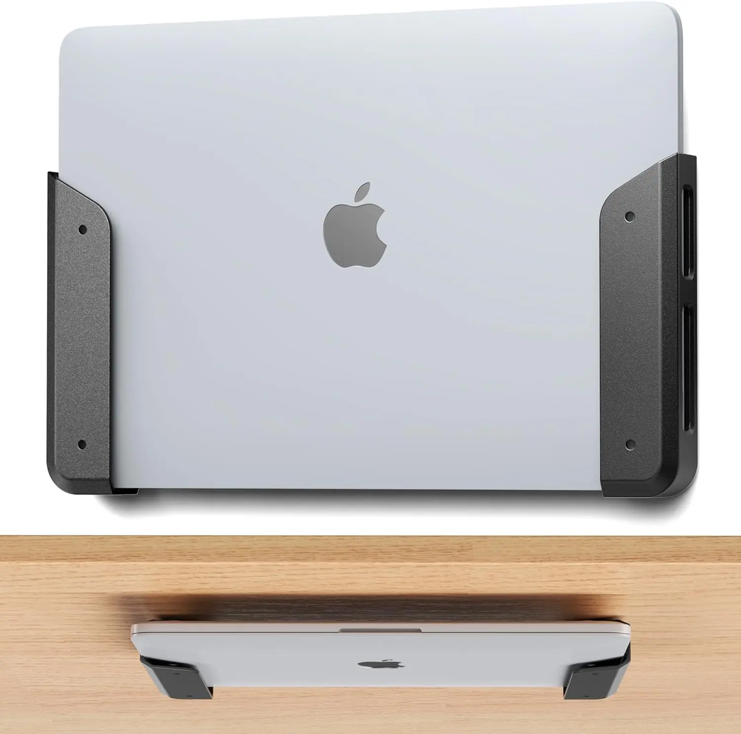 Wall & Under Desk Laptop Mount Holder with Adhesive & Screws in,1.02"/ 26 mm Thick, Anti-Scratch Pads, Universal for Mac Books, Surface, Keyboards, Tablets, Switch &More