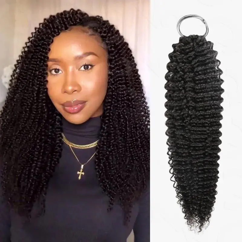 QVR Soft Feather Crochet Hair 3 Packs Small Kinky Curly Machine Made Human Hair Extension