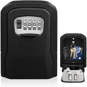 Key Lock Box, Wall Mount Lock Box for  with Code Resettable Combination Code Lockbox  Safe Box for Outside Outdoor  Office Apartment Realtors Spare  Storage