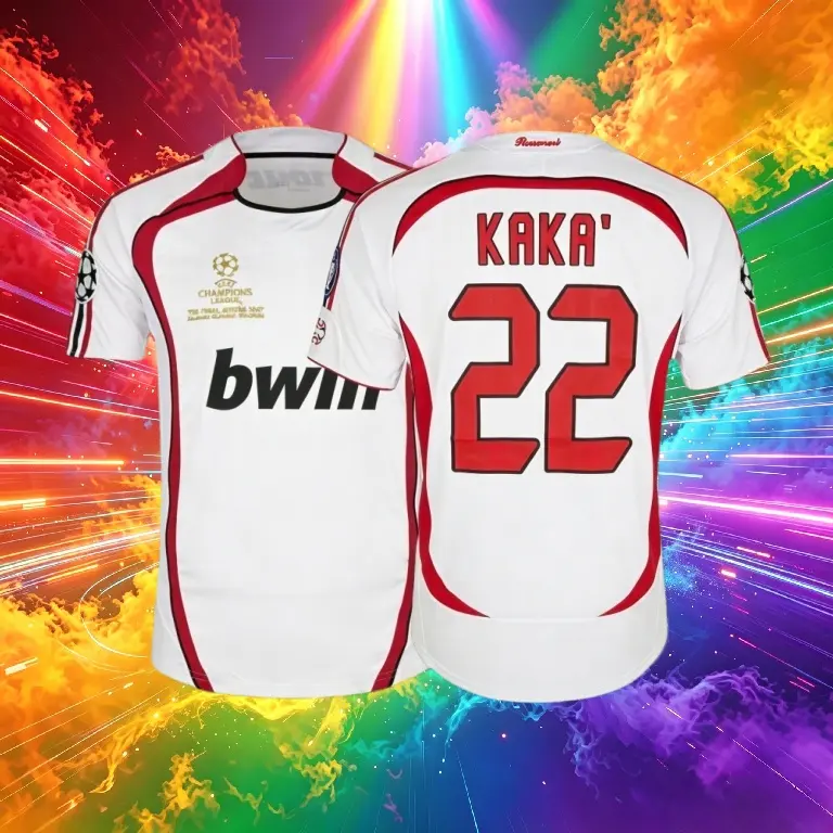 07 08 Away White And Red 22# Kaka Short Sleeve Soccer Jersey Fans Version