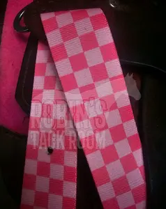 Pink checkered latigo and off billet set