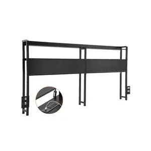 fathersdaygift  VEVOR Headboard for Queen Size Bed, Adjustable Height Headboard with 2 Shelves Storage, Freestanding Head Board with Charging Station and LED Light for Different Bed Frames, Easy Assembly, Black