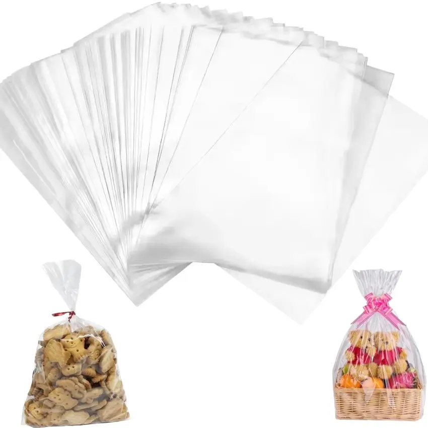 Clear Cellophane Treat Bags 11 x 15.75in, 50PCS cellophane packaging bag for Cookies, Candy, Party Favors, Bakery Packaging, Gift Wrapping, Party Packs and Small Gifts