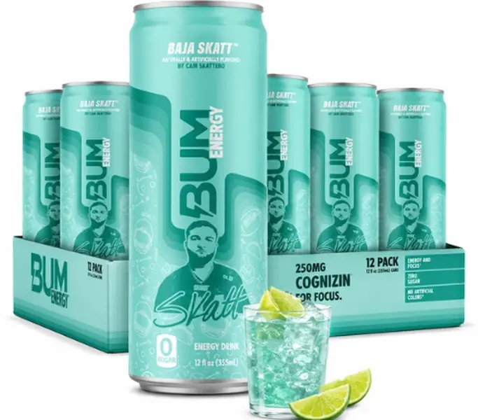BUM Energy Drink – Sugar Free Energy Drink with Natural Caffeine & Cognizin for Energy & Focus – Clean Energy Beverage – 12 oz Cans (12 Pack)