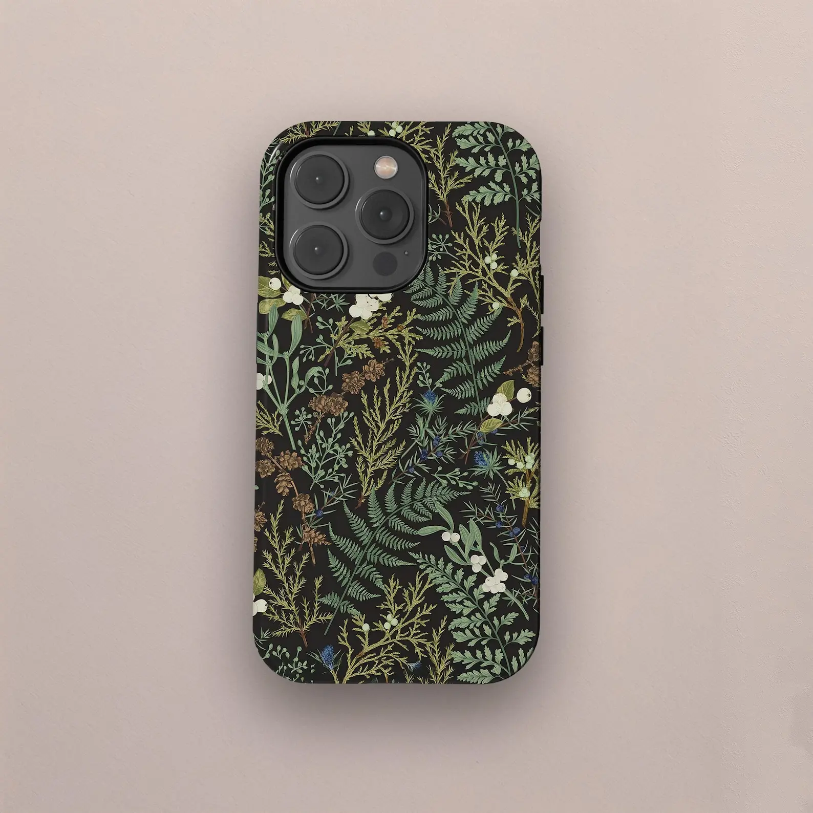 Green Fern Phone Case, Botanical Meadow Wildflower Garden Cover for iPhone 17 16 15 14 13 12 11 Pro Max, Samsung Galaxy S26 S24 S23 Ultra													