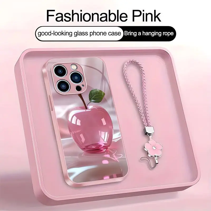 Luxury Crystal Apple Metallic Phone Case with Lanyard for iPhone 13 Pro--975