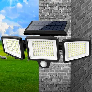 Tuffenough Solar Outdoor Lights,3 Heads Motion Sensor Security Lights with Remote Control, 270° Wide Angle Flood Wall Lights Christmas 2024 ornament