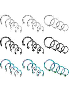 36Pcs 16G Surgical Steel Horseshoe Rings for Women Men Diameter 6-12mm Hoop Nose Rings Septum Rings Eyebrow Lip Rings Daith Helix Tragus Piercing Jewelry Helix Pierced Ring
