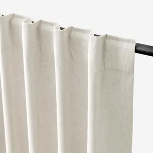 Jowels 100% Blackout Linen Curtains 2 Panels Set for Living Room Bedroom Back Tab Thermal Insulated 100% Black Out Linen Drapes Room Darkening Window Curtains