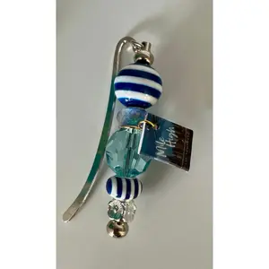 Mile High Beaded Metal Bookmarks with Mini Book Charms Handmade Reading Accessories Curved Silver-Tone Hook Assorted Glass Beads Decorative Silver Spacer Beads Perfect Gift for Book Lovers