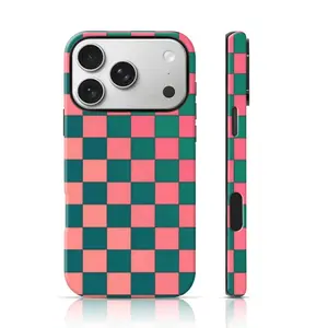 Checkerboard Pink & Green Design Cute Phone Case Full Body Protection,phone Case Suitable for Iphone 11/12/13/14/15/16/17 Pro Promax Plus Air and Samsung S22/S23/S24/S25 Plus Ultra Fe,Unique Phone Case