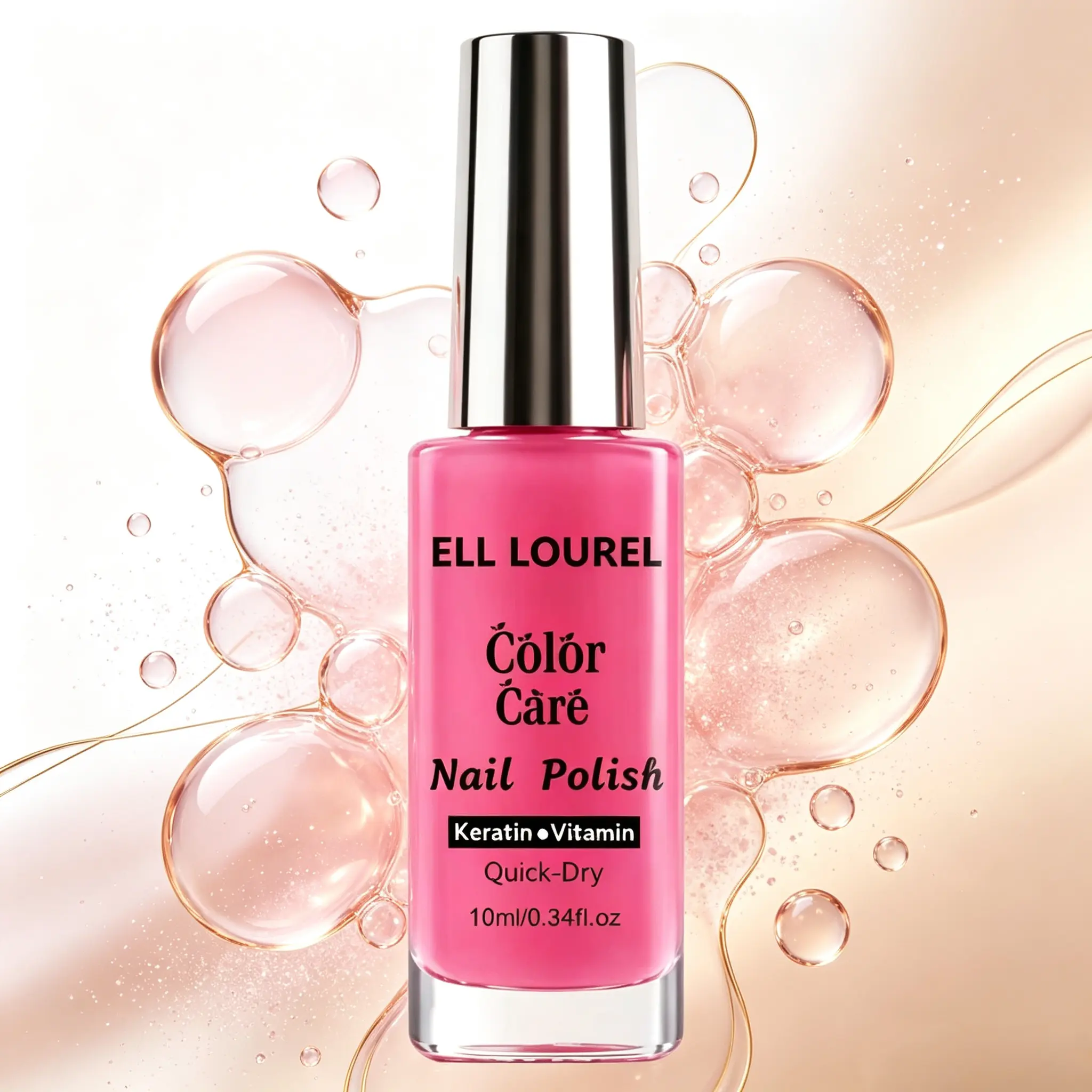 ELL LOUREL Keratin Vitamin Nail Hardener Nail Polish, Quick Dry Strengthening Base Coat, Repair Split Fragile Thin Nails, Long Lasting Transparent Nail Care Varnish 10ml