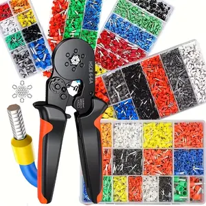 HSC8 6-6A Hexagonal Tube Terminal + Crimping Pliers Cold-Pressed Terminal Crimping Tool Set Hand Tools Tool Kit Set