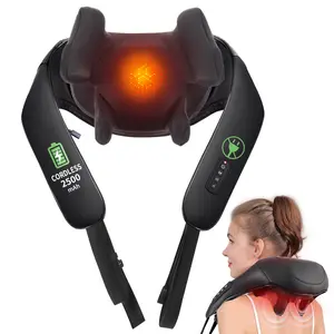 Wireless Shiatsu Neck and Shoulder Massager, 2500mAh Upgrade for Deep Tissue Relief back buckle design, sixth-generation shiatsu neck and shoulder massager, massages the trapezius muscle, deep tissue massage, relieves neck and shoulder pain