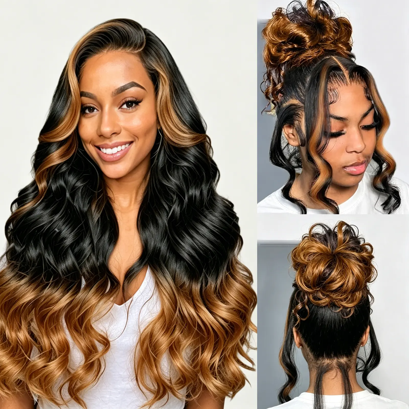 360 Lace Front Wigs Human Hair 200 Density 1B/30 Highlight Ombre Lace Front Wig Human Hair Glueless Wig Human Hair Invisible Drawstring Full Lace Wig for Women Balayage Wig Human Hair Can make High Ponytail and Updo Bun Hair Style Black with Brown Wigs