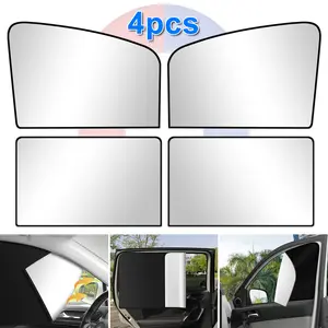 4Pack Magnetic Car Window Shades, Universal Fit Full Blackout Curtains, Travel & Camp Privacy Cover,  Foldable Windshield Sunshade for Most Vehicles