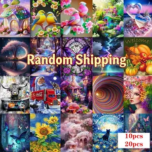 10pcs/20pcs Diamond Painting Kit, Cartoon Animal Floral Human Patterns, 30x40cm Full Drill Art Set, Wall Decor Beginner Gift, Diamond Art Tools