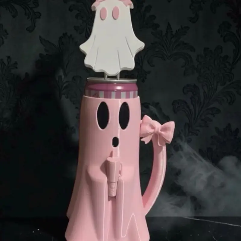 Ghost Can Alani energy Holder with ghost Can Opener pink and white