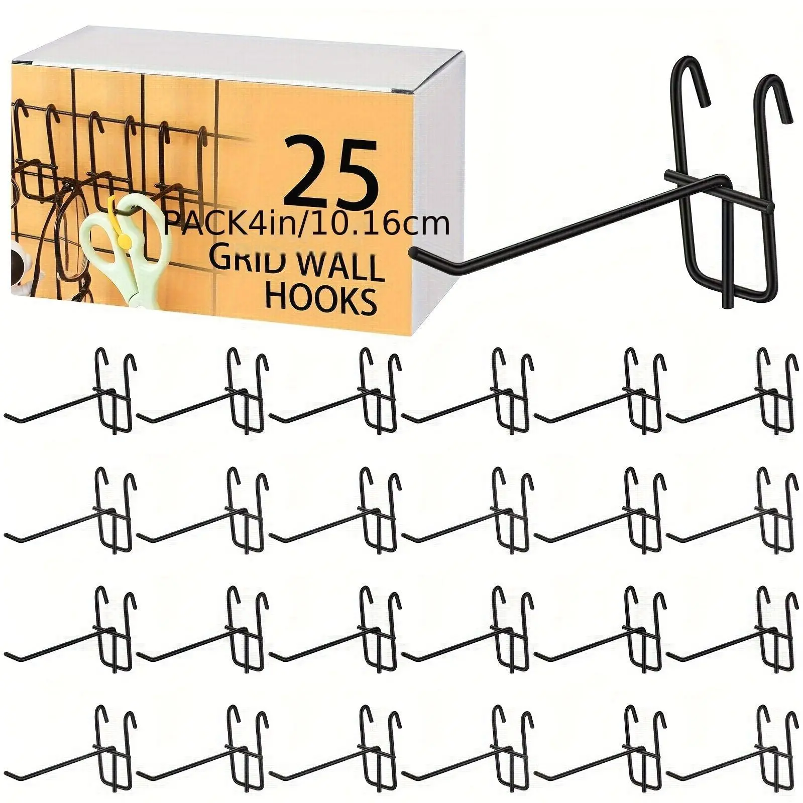 25pcs of Gridwall Panel Hooks for Organizing Storage on Garage Walls, Suitable for Retail Displays, Craft Shows, And Home Setups (In Black Color)