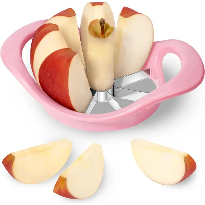 Rainspire Apple Cutter 8 Slices, 8 Blade Apple Slicer and Corer, Apple Corer Tool with Stainless Steel Blades, Durable Fruit Tool, Super Sharp Fruit Cutter Pink, Fruit Vegetable Slicer, Kitchen Slicer