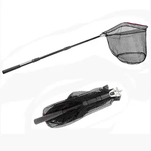 Foldable Fishing Landing Net with Telescopic Handle, Lightweight Fish Catch Net, Non-Slip Grip, Fish-Friendly Mesh Net for Freshwater, Saltwater, Kayak, River, Lake Fishing