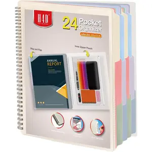 24 Pocket Morandi Color Spiral Multi Pocket Folder Poly Project Organizer
