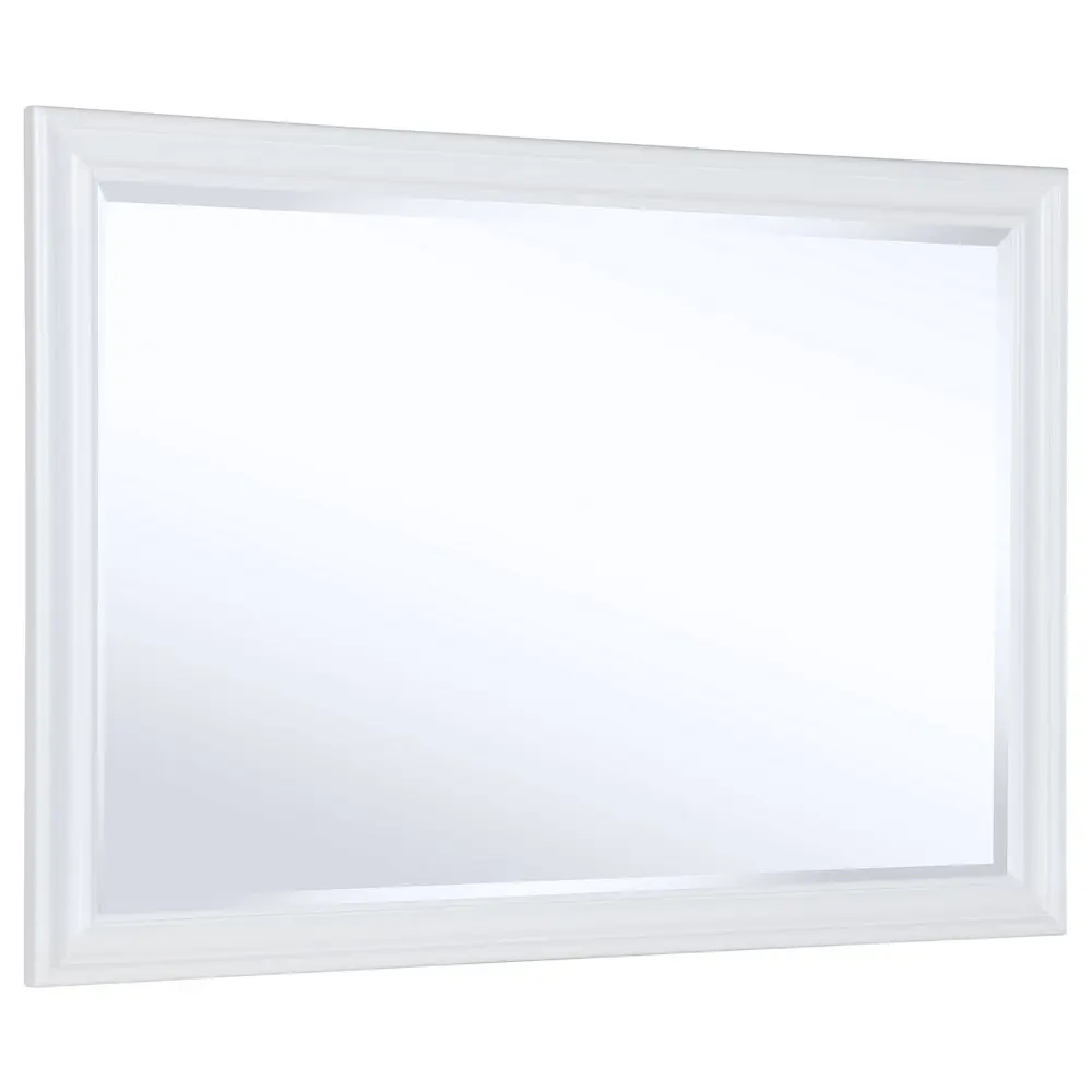 Bexhill Dresser Mirror, White Decorative Horizontal Mirror with Beveled Glass, Ideal for Room Decor & Morning Routines