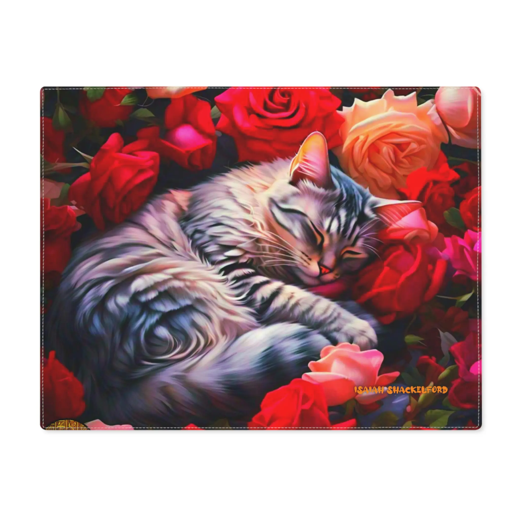 Cat Floral Design Placemat, Cozy Dining Accessory for Cat Lovers, Kitchen Decor, Pet Gift, Home Table Setting