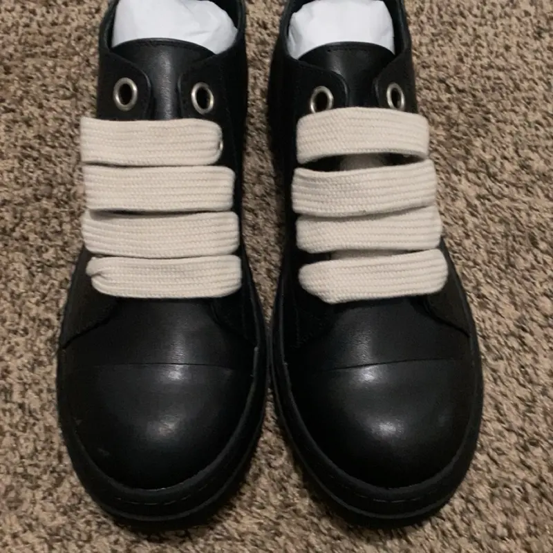 New Rick Owen Jumbo Lace Leather Low Top Shoes