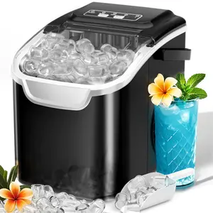 Auseo Portable Countertop Ice Maker - 2 Bullet Sizes, 26Lbs/24H Production, 8 Cubes in 6 Mins, Self-Cleaning for Home, Party Use