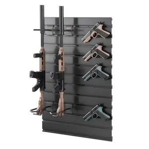 【FathersDayGift】 VEVOR Gun Rack, Wall Mount, Tactical Rifle Shotgun Handgun Storage, Heavy-Duty PVC Panels & Steel Wall Racks, Securely Holds up to 2 Rifles & 4 Pistols, Modular Firearms Gun Gear Accessories Organize