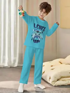 Qinglan Game Upgraded 2-Piece Boys' Digital Print Long-Sleeve Pajamas with Long Pants, Made of Flame-Retardant Fabric. This stylish, trendy, casual, comfortable and soft pajama set is suitable for sleeping and home leisure. Made of 100% polyester,