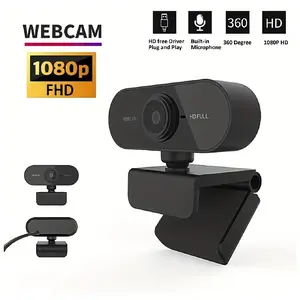 1080P Webcam - USB Webcam with Microphone , Noise-Canceling Mic, Auto Light Correction, Fixed Focus, Ultra Web Cam w/ 70°View for Meeting/Online Classes/Zoom/YouTube