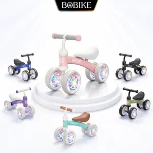 Bobike Baby Balance Bike Toy for kids, Colorful 4-Wheel No Pedal Bicycle for Toddlers, Best First Birthday Gift, Walker Toy for Boys & Girls