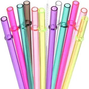 13" Long Reusable Plastic Replacement Drinking Straws for 40 oz,30 oz & 24 oz Mason Jar,Tumblers, Set of 12 with Cleaning Brush (13inch,7color) Glass Utensils Tin