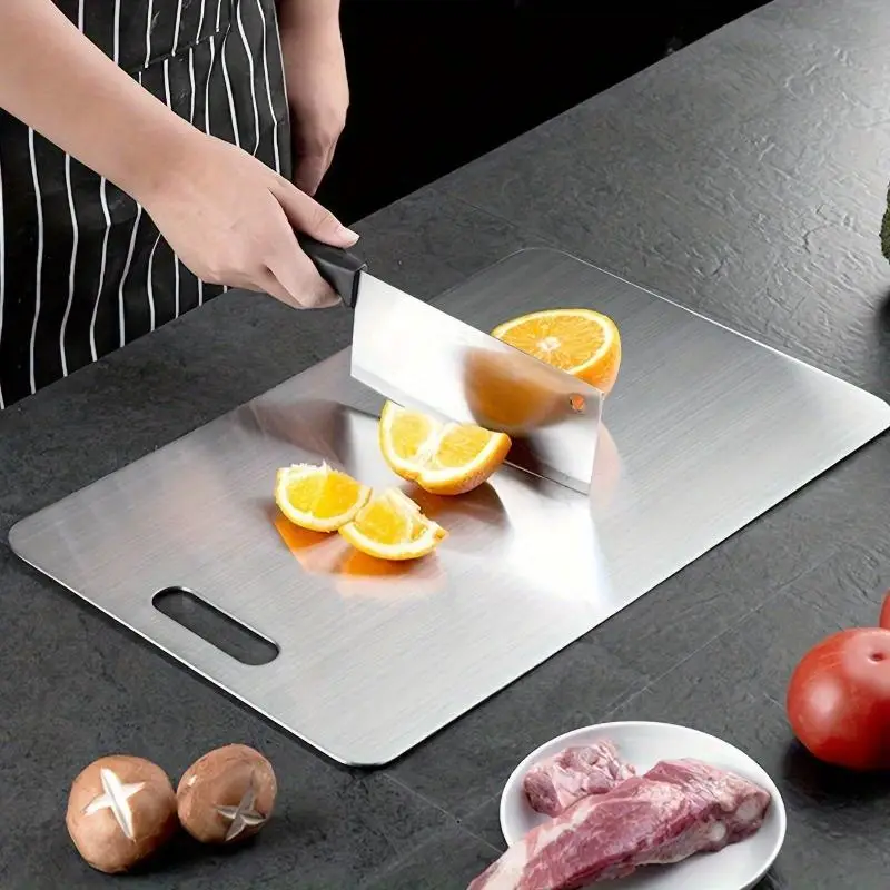 Stainless Steel Cutting Board, 1 Count Durable Chopping Board for Meat, Vegetables, Fruit, Kitchen Accessories, Kitchen Cooking Supplies