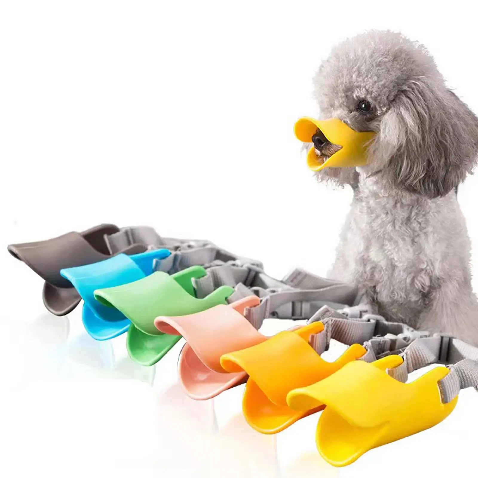 1Pc Soft Silicone Colorful Dog Duck Mask, S/M/L Sizes, Anti-Bite Accessory to Stop Barking for Small & Large Dogs