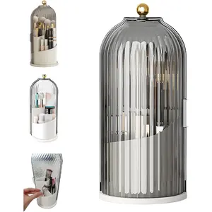 360° Rotatable Modern Durable Concealed Toothbrush Holder, Compact Large-Capacity Bathroom Organizer, Easy-Access Covered Multi-Purpose Makeup Brush Holder