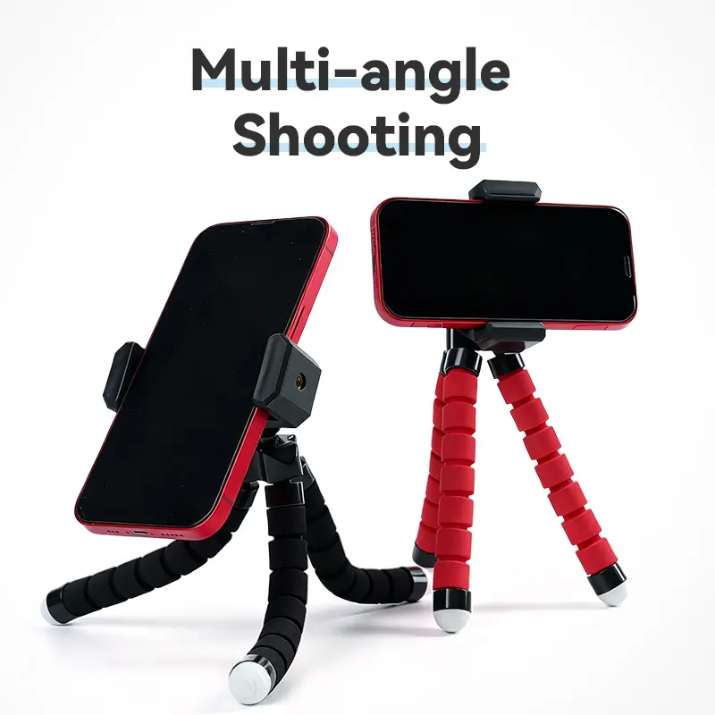 Foam-Coated Flexible Octopus Tripod Stand - Mini Size, 360° Rotatable Ball Head, 5.5-8.5 cm Wide Adjustable Universal Phone Holder, Tripod for iPhone/Cameras, Portable Parties Accessory, Live Streaming Vlogging Accessories