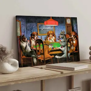 Dog Playing Poker Poster, Fun Animal Decor, Modern Art Canvas Print, Wooden Wall Art, Waterproof Wall Art for Bedroom & Office, Ideal Gift Idea