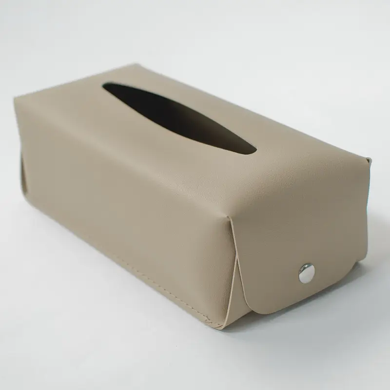 Daiso Minimalist and Modern Tissue Box Cover - Beige with Sleek Design and Grayge Accent