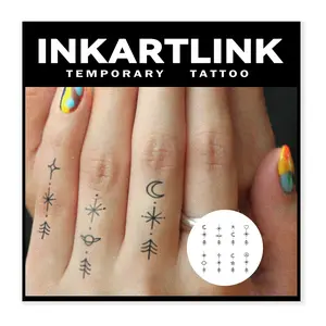 INKARTLINK Tattoo Tech, 2 Sheets Semi-Permanent Temporary Tattoos,Finger Star , Adult Art Design,Lasts 1-2 Weeks, Waterproof, Realistic Look, No Adhesive, No Reflection,For Man And Woman,Ideal for Swimming, Party