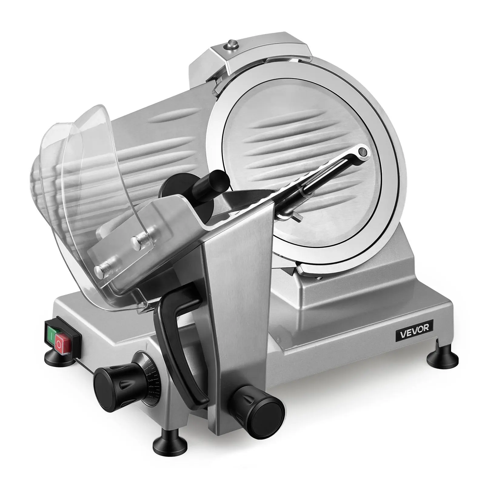 【Backtoschool】VEVOR 10" Commercial Meat Slicer - 240W Electric Kitchen Beef Cutting Machine, Meat Cutter Machine with Carbon Steel Blade, Built-In Sharpener, 0-0.47" Adjustable Thickness, Sturdy Design for Meal Prep, UL Approved, Accurate