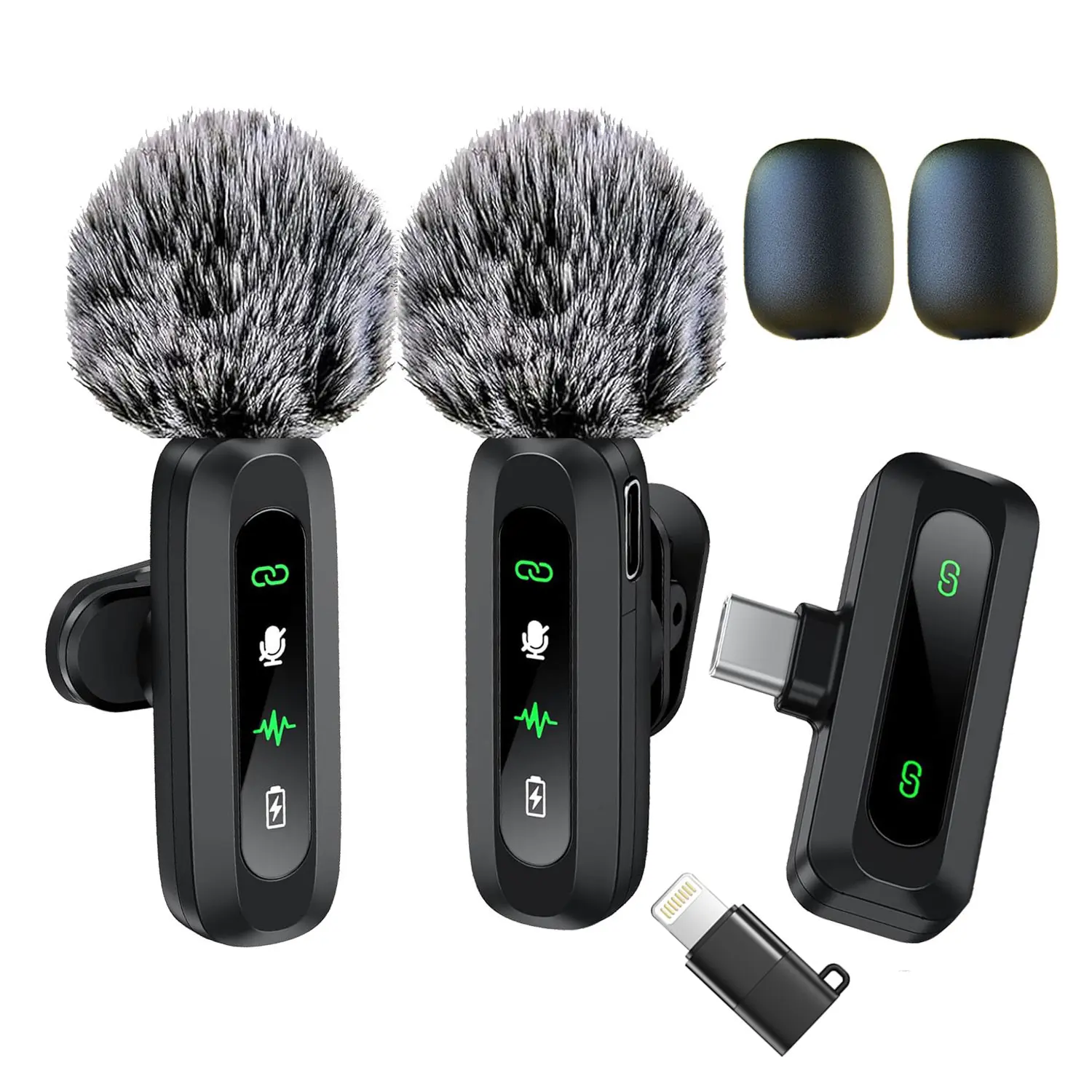 HITOZON Professional Wireless Lavalier Microphone - Rechargeable Lapel Mic with Lightning, Built-in Li-ion Battery, Multi-Device Compatibility, Manufacturer Warranty for iPhone, Android, Cameras, Plug-and-Play Omnidirectional Condenser for Video Recording