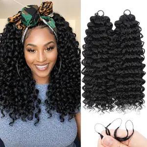 Feather Crochet Hair for Black Women (GoGo Curl), Miracle Knots Hair, Pre-Separated Knotless Curly Crochet Hair, Synthetic Invisible 14 Inch Hair, Natural Black, Crochet Hair Extensions