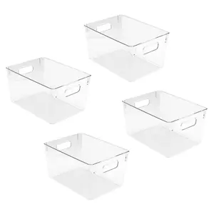 Sorbus 4 Pack Square Fridge Organizer Bins With Handles