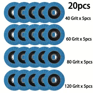 20pcs 4.5 Inch Grinding Wheels, Abrasive, Suitable for Angle Grinder Polishing, 40/60/80/120 Grit, 5 Pieces Each, Metal Rust Removal Polish, Polishing Tool